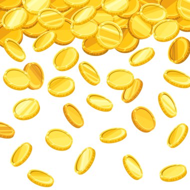 Background with falling golden coins. Vector illustration. clipart