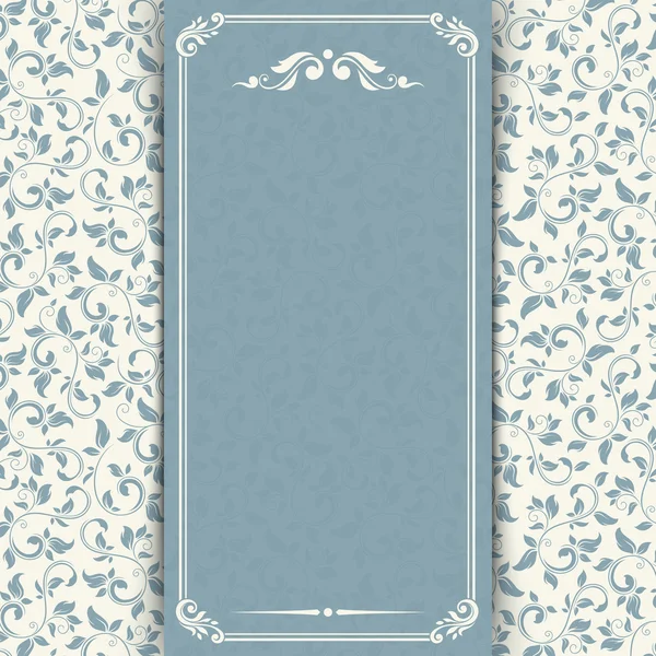 Blå inbjudningskort med blommigt mönster. Vektor eps-10. — Stock vektor