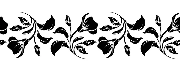 Vignette horizontale sans couture avec des fleurs. Illustration vectorielle . — Image vectorielle