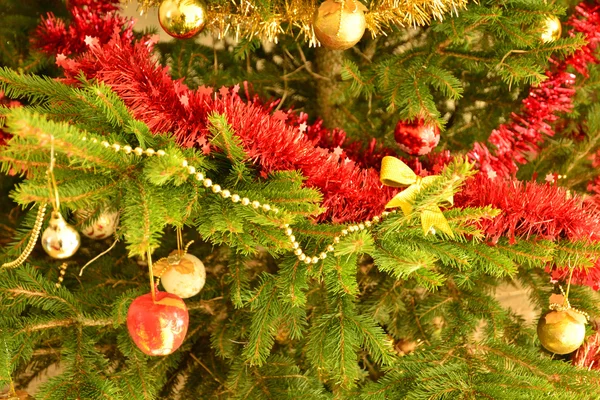 Close up of a christmas tree in a house — Stock Photo, Image
