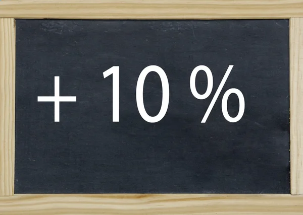 + 10 %, written on a chalkboard — Stock Photo, Image