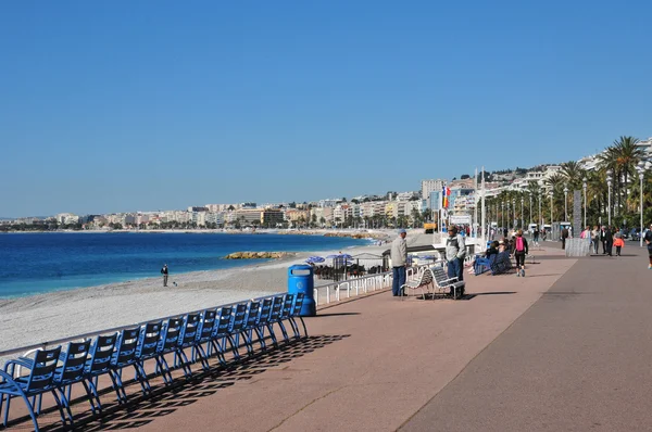 Nice, France - april 19 2016 : the beach — Stock Photo, Image