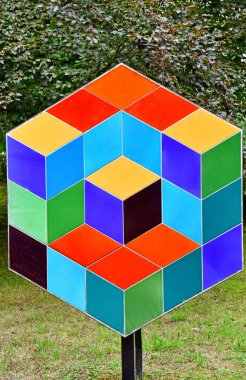 Vascoeuil, France - august 14 2020 : Vasarely work in the castle park clipart