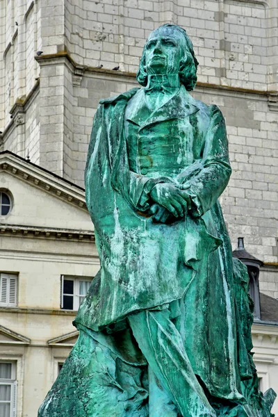 Loches France July 2020 Satue Alfred Vigny — Stock Photo, Image