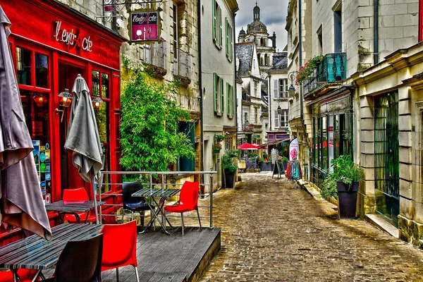 Loches Francia Julio 2020 Bar Restaurante —  Fotos de Stock