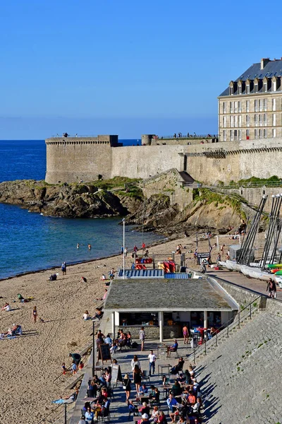 Saint Malo Γαλλία Σεπτεμβρίου 2020 Περιφραγμένη Παραλία Της Πόλης — Φωτογραφία Αρχείου
