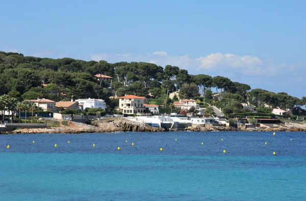 Antibes Francia Abril 2016 Playa Pintoresco Barrio Juan Les Pins — Foto de Stock