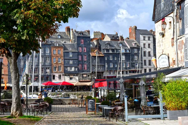 Honfleur França Agosto 2020 Restaurante Perto Porto — Fotografia de Stock