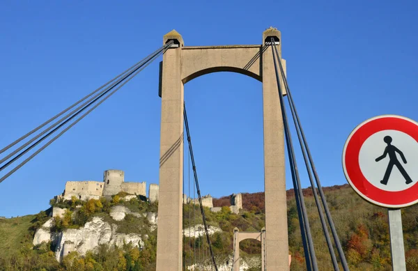 Francia Ponte Sospeso Nella Pittoresca Città Les Andelys — Foto Stock