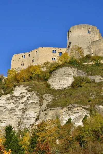 Γαλλία Γραφικό Κάστρο Του Chateau Gaillard Του Les Andelys — Φωτογραφία Αρχείου