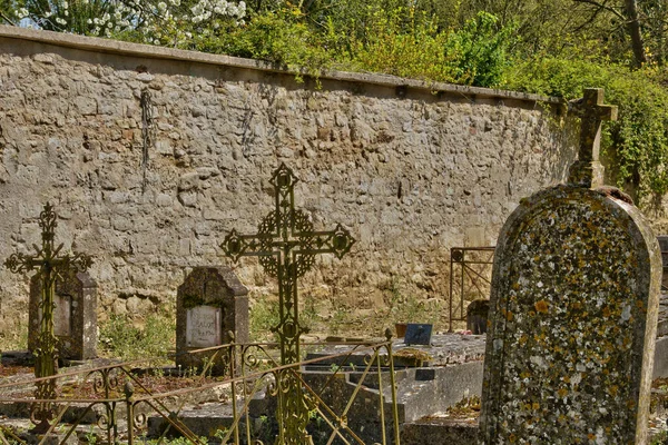 Ile France Pintoresco Cementerio Guiry Vexin — Foto de Stock