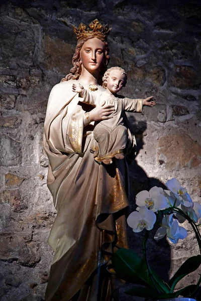 Barbizon France August 2020 Virgin Jesus Statue Picturesque Chapel — Stock Photo, Image