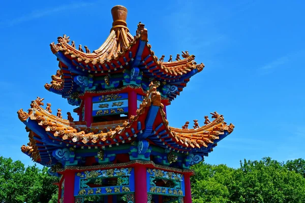 Saint Aignan Frankrike Juli 2020 Kinesisk Pagoda Den Zoologiska Parken — Stockfoto
