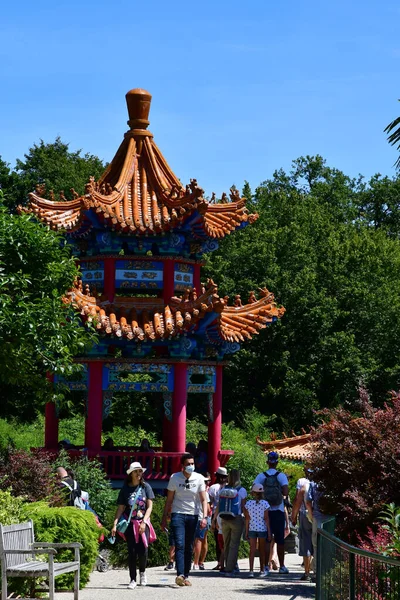 Saint Aignan Frankrike Juli 2020 Kinesisk Pagoda Den Zoologiska Parken — Stockfoto