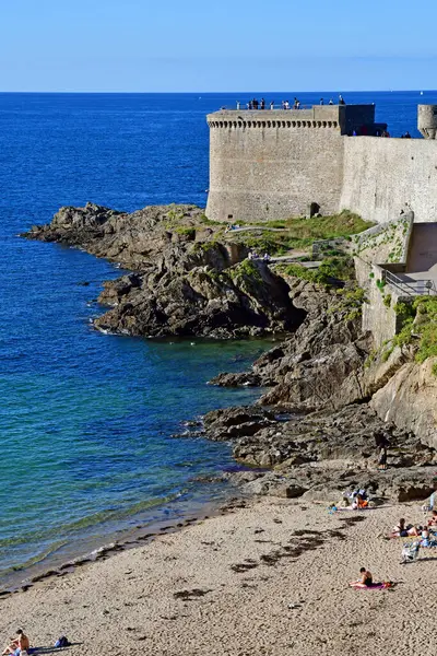 Saint Malo France Sseptember 2020 Walled City Beach — стоковое фото