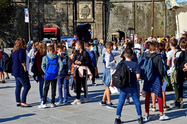 Saint Malo Francie Září 2020 Dítě Zídkovém Městě — Stock fotografie