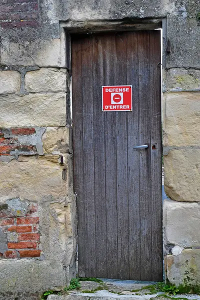 Honfleur Frankrijk Augustus 2020 Verboden Entreebord Oude Deur — Stockfoto