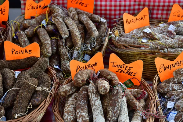 Honfleur France August 2020 Dried Sausages Market — Stock Photo, Image