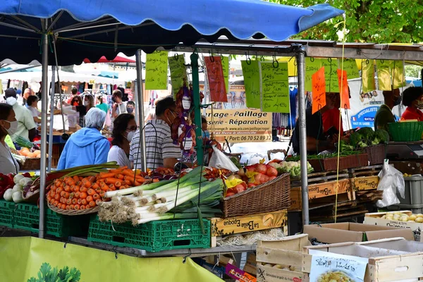 Poissy Francia Julio 2020 Mercado Dominical —  Fotos de Stock