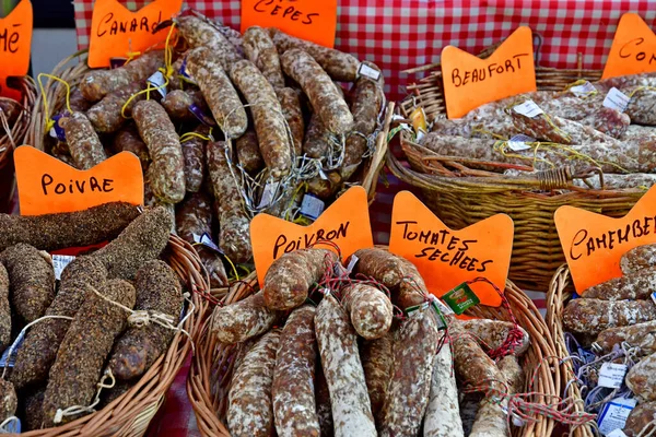 Honfleur Francia Agosto 2020 Embutidos Secos Mercado —  Fotos de Stock