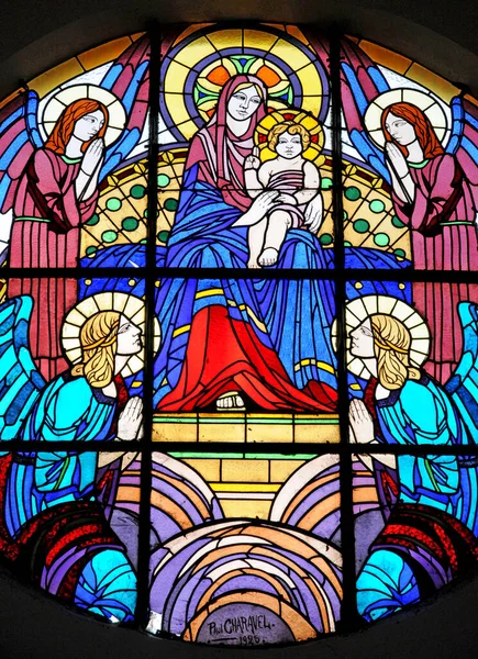 France Stained Glass Window Vermand Church Picardie — Stock Photo, Image