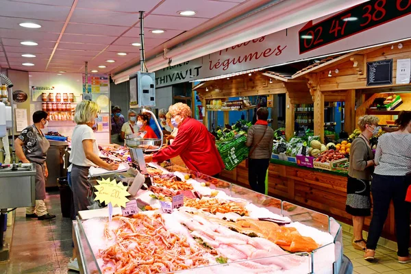 Tours Francia Luglio 2020 Pescheria Mercato — Foto Stock