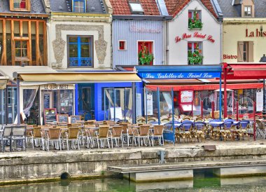 Amiens, France - april 3 2017 : the picturesque city centre clipart