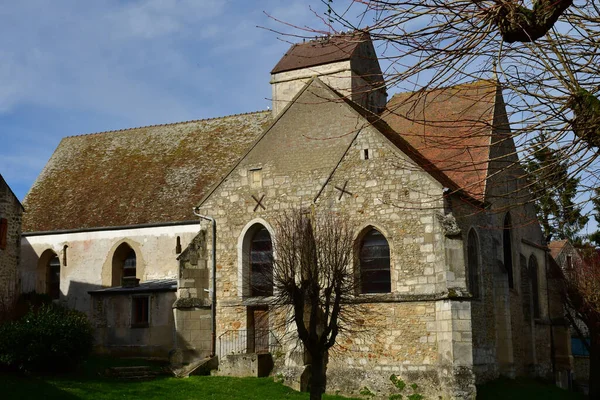 Arthies France February 2021 Picturesque Aignan Church — стокове фото