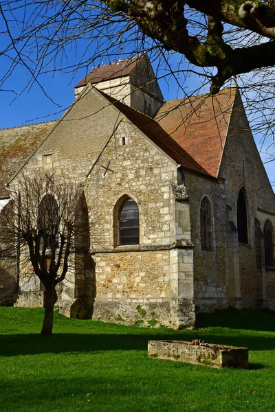 Arthies Francia Febrero 2021 Pintoresca Iglesia Saint Aignan — Foto de Stock