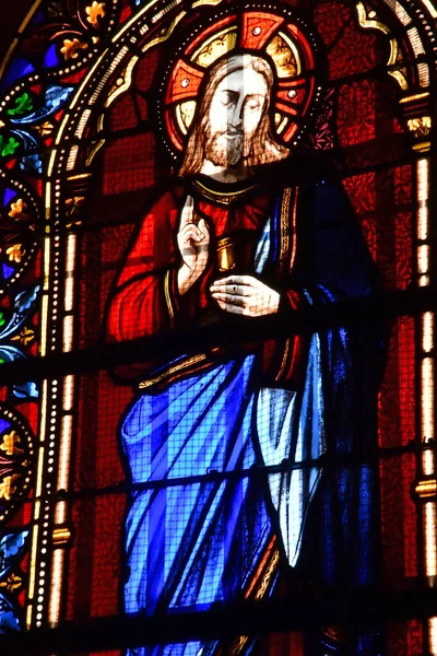 Herblay Sur Seine Francia Febrero 2021 Ventana Iglesia San Martín — Foto de Stock