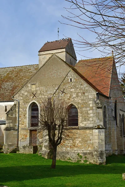 Arthies France February 2021 Picturesque Aignan Church — стокове фото