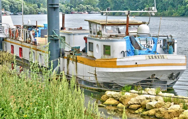 Conflans Sainte Honorine France June 2017 Barge Seine River — Stock Photo, Image