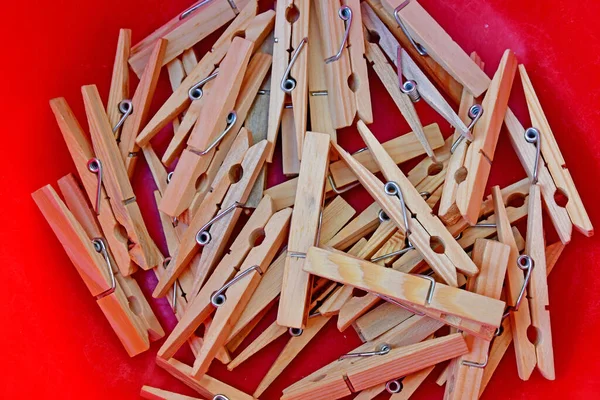 Verneuil Sur Seine France April 2021 Close Clothes Pegs Red — Stock Photo, Image