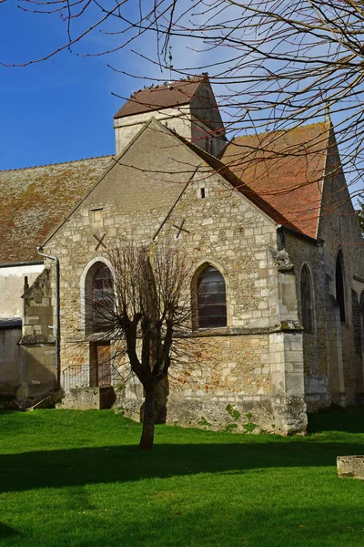 Arthies France February 2021 Picturesque Aignan Church — стокове фото