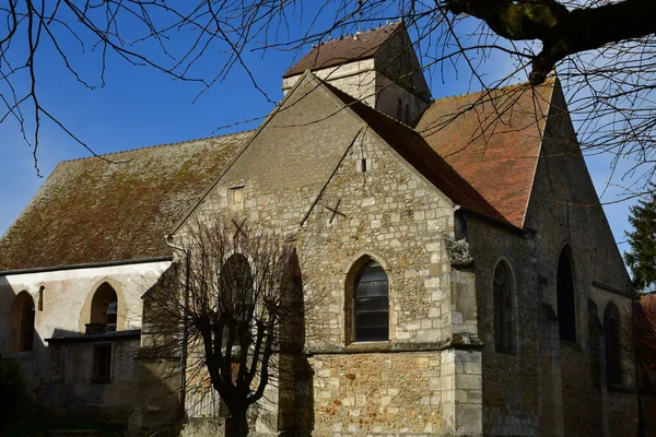 Arthies Fransa Şubat 2021 Resimli Aziz Aignan Kilisesi — Stok fotoğraf