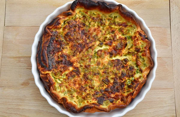 Verneuil Sur Seine France February 2021 Close Onion Leek Tart — Stock Photo, Image