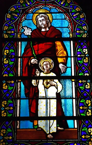 Herblay Sur Seine Francia Febrero 2021 Ventana Iglesia San Martín — Foto de Stock