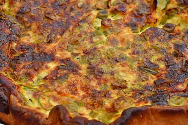 Verneuil Sur Seine Prancis February 2021 Close Onion Leek Tart — Stok Foto