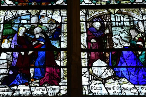 Herblay Sur Seine Francia Febrero 2021 Ventana Iglesia San Martín —  Fotos de Stock