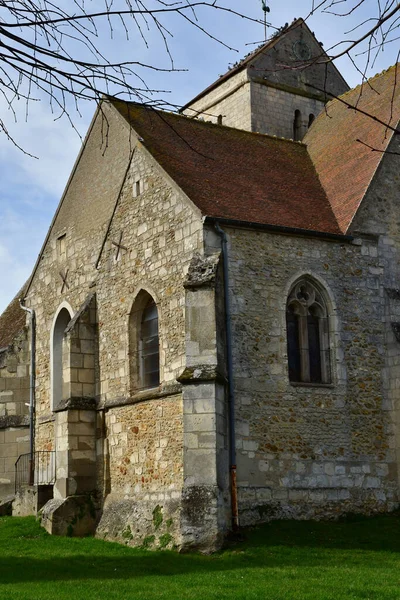 Arthies France February 2021 Picturesque Aignan Church — стокове фото