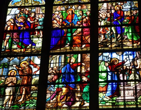 Herblay Sur Seine France February 2021 Window Saint Martin Church — 图库照片