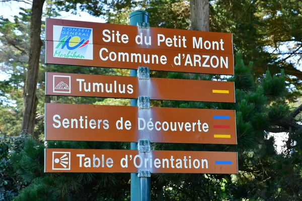 Arzon France Juin 2021 Pancarte Pour Randonneurs Petit Mont Dans — Photo