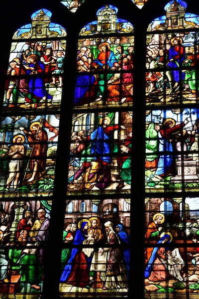 Herblay Sur Seine France February 2021 Window Saint Martin Church — 图库照片