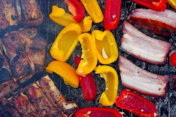 Tour Parc France June 2021 Pork Sweet Peppers Barbecue — Stock Photo, Image