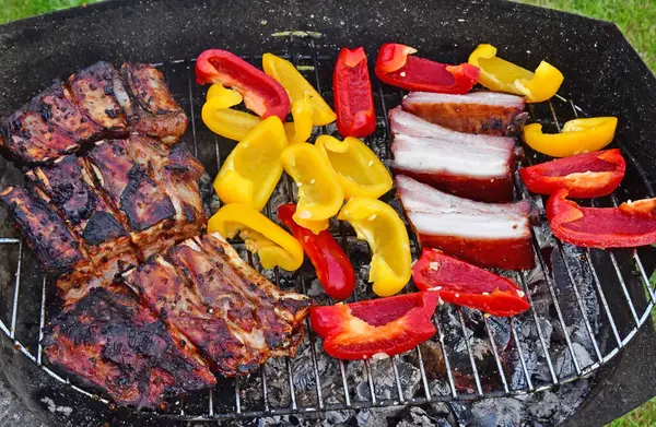 Tour Parc Frankrijk Juni 2021 Varkensvlees Paprika Een Barbecue — Stockfoto