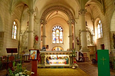 Sarzeau, France - june 6 2021 : the Saint Saturnin church buit in the 17th century  clipart