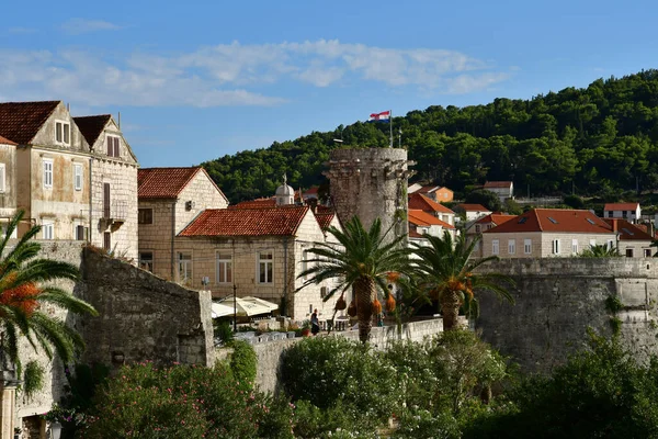クロアチアのコルクラ 2021年9月3日 夏の絵のような町 — ストック写真