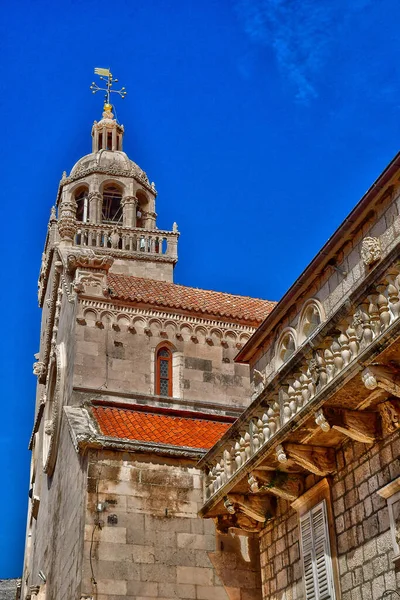 Korcula Hırvatistan Eylül 2021 Saint Marc Katedrali — Stok fotoğraf