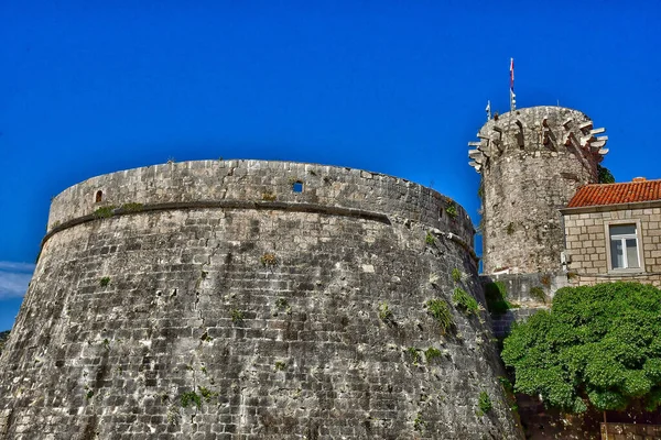 Korcula Croatia September 2021 Мальовничі Міські Стіни — стокове фото