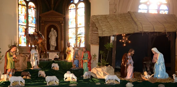 Frankrijk, kerststal in triel sur seine kerk — Stockfoto